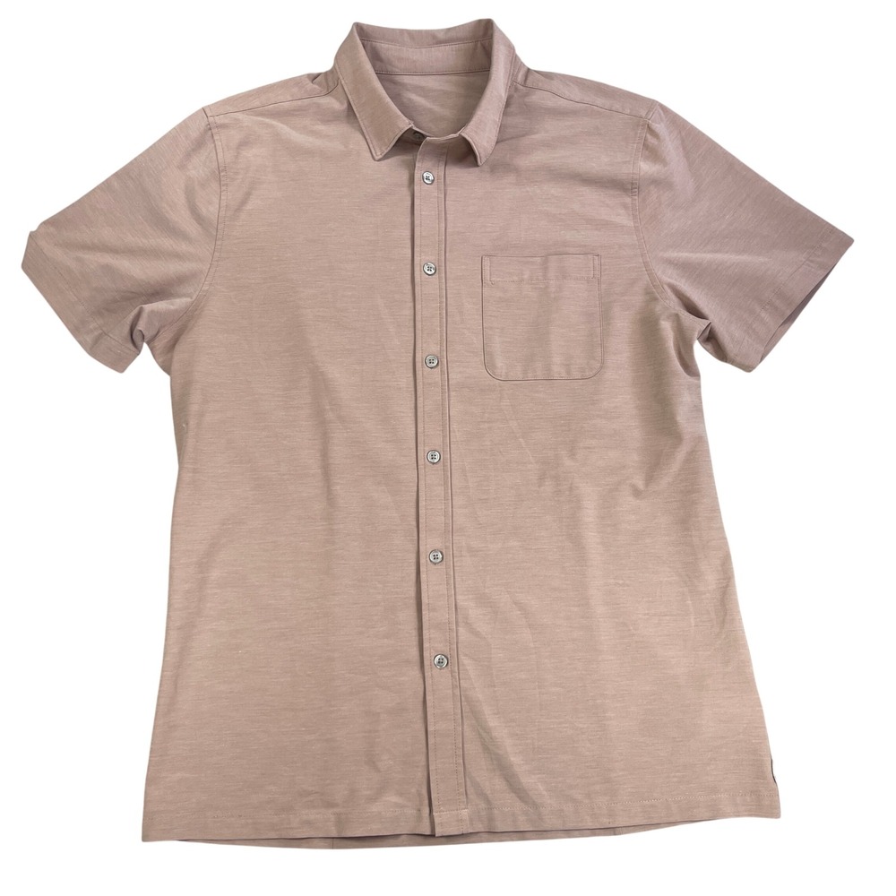 Vuori Bridge Button Down Short Sleeve Stretch Shirt Mens Large Canyon Clay